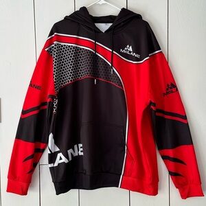 Men's Color Block Hooded Sweatshirt Hoodie Sz XL Black Red